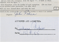 1955 Johnny Podres Brooklyn/Los Angeles Dodgers Signed Greatest Sports Thrill Radio Program Contract (JSA)