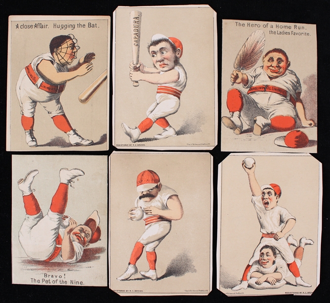 1880s Victorian Baseball Advertising Cards - Lot of 6
