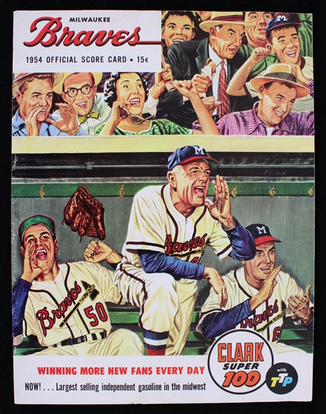 1954 St. Louis Cardinals Multi Signed Milwaukee Braves Game Program w/ 12 Signatures Including Harry Caray & More (JSA)