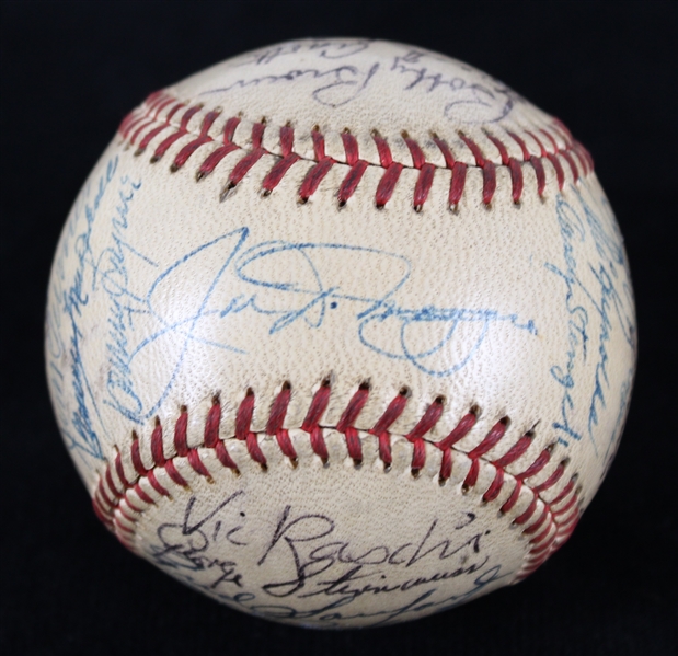 1949 World Series Champion New York Yankees Team Signed OAL Harridge Baseball w/ 25 Signatures Including Joe DiMaggio, Early Larry Berra Auto, Casey Stengel, Phil Rizzuto & More (JSA)