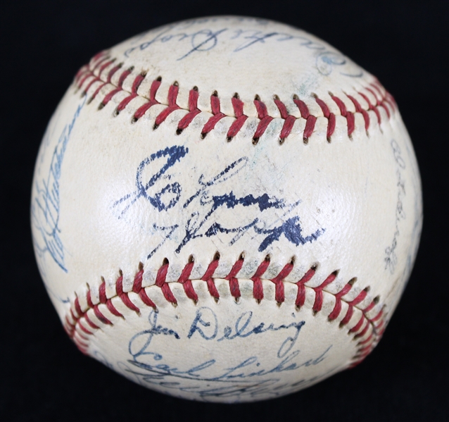 1952 Detroit Tigers Team Signed OAL Harridge Baseball w/ 25 Signatures Including & More (JSA)