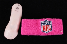 2009 Pink NFL Breast Cancer Awareness Band & League Memorandum + Josh Sitton #71 Finger Cast (MEARS LOA / Pepper Burruss Collection)