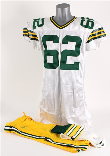 2003 Marco Rivera Green Bay Packers Signed Thanksgiving Day Ready Uniform w/ Jersey, Pants & Socks (MEARS LOA / Packers COA / JSA / Pepper Burruss Collection)