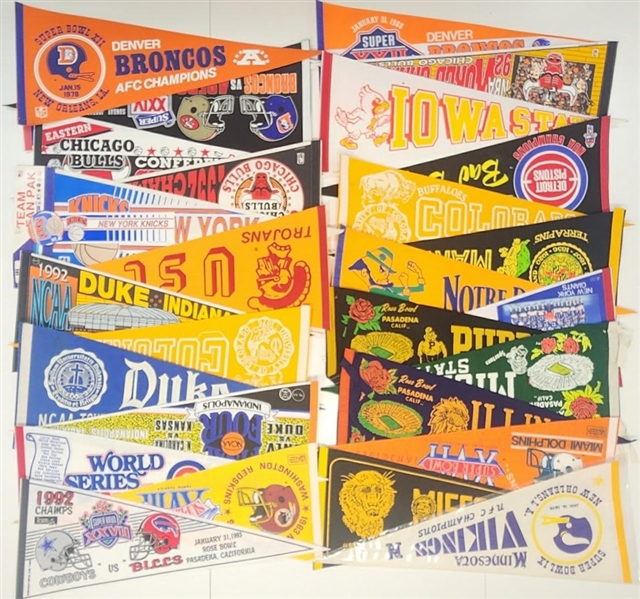 1970s-1990s NFL & NBA Full Size Pennants (Lot of 550+)