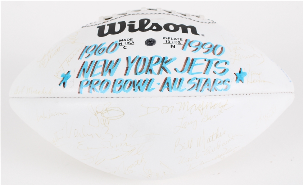 1960-90 New York Jets Pro Bowlers Multi Signed ONFL Tagliabue Autograph Panel Football w/ 30 Signatures (MEARS LOA / Pepper Burruss Collection)