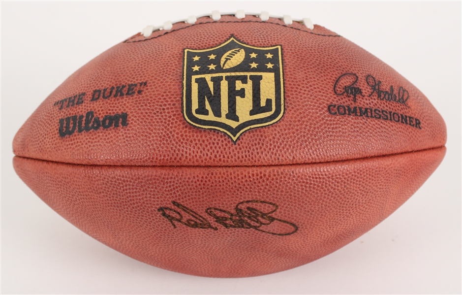 2010s Official NFL Roger Goodell Football w/ Red Batty Green Bay Packers Equipment Manager Custom Signature Stamping (MEARS LOA / Pepper Burruss Collection)