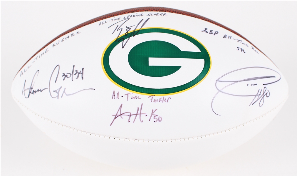 2010s Green Bay Packers All Time Leaders Multi Singed ONFL Goodell Autograph Panel Football w/ Donald Driver, Ahman Green, Ryan Longwell & AJ Hawk (JSA / Pepper Burruss Collection)
