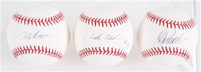 2000s Andy Pettitte Hideki Matsui Jorge Posada New York Yankee Signed OML Selig Baseballs - Lot of 3 (JSA / Pepper Burruss Collection)