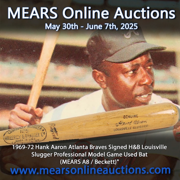 1969-72 Hank Aaron Atlanta Braves Signed H&B Louisville Slugger Professional Model Game Used Bat (MEARS A8 / Beckett)
