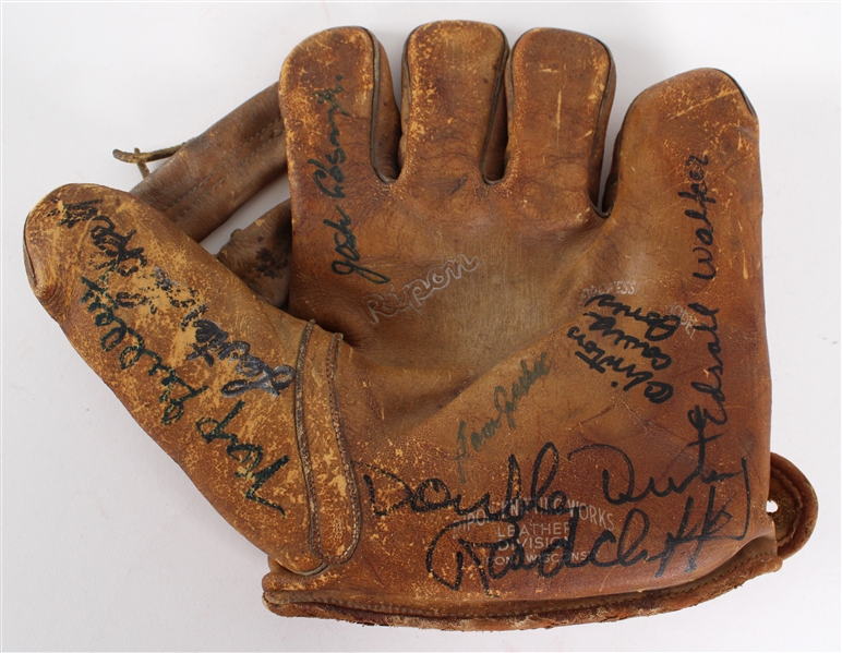1940s Negro Leaguers Multi Signed Ripon Store Model Baseball Mitt w/ 7 Signatures Including Double Duty Radcliffe, Josh Gibson Jr. & More (JSA)