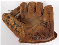 1940s Negro Leaguers Multi Signed Ripon Store Model Baseball Mitt w/ 7 Signatures Including Double Duty Radcliffe, Josh Gibson Jr. & More (JSA)