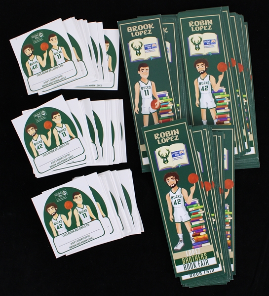 2024 Brook Lopez Robin Lopez Milwaukee Bucks Bookmarks & This Book Belongs to Stickers - Lot of 250