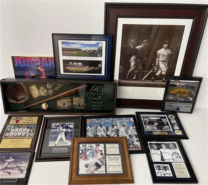 1990s-2000s Baseball, Basketball, Football Collection w/ Framed Photos, Plaques & more (Lot of Hundreds)