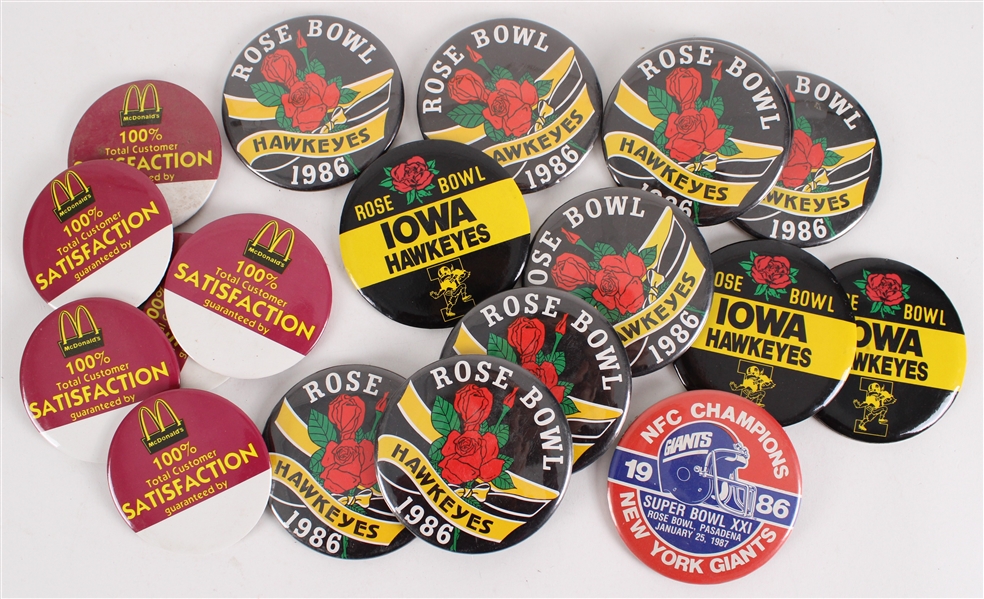 1980s McDonalds & Rose Bowl 3" Pinback Buttons (Lot of 75+)