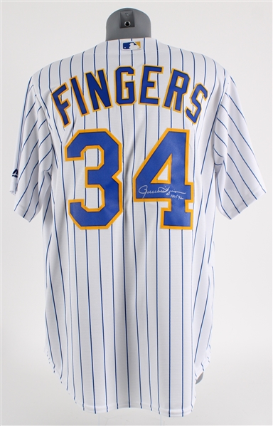 2017 Rollie Fingers Milwaukee Brewers Signed Jersey w/ Tee Up For The Cure Patch (JSA) 