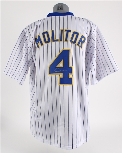 2022 Paul Molitor Milwaukee Brewers Signed Jersey w/ Tee Up For The Cure Patch (JSA)