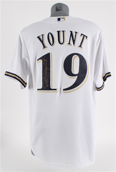 2016 Robin Yount Milwaukee Brewers Signed Jersey w/ Tee Up For The Cure 10 Years Patch (JSA)