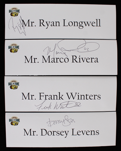 2000s Ryan Longwell Dorsey Levens Marco Rivera and Frank Winters Signed Table Placecards (JSA) (Lot of 4)