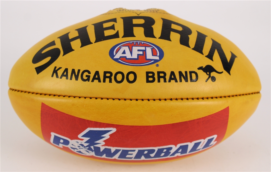 2000s Brisbane Lions Official Sherrin Kangaroo Brand Australian Football League Night Game Ball (MEARS LOA / Pepper Burruss Collection)