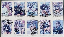 1986 Forrest Gregg, Paul Coffman, Randy Scott & more GB Packers Signed 15x22 Framed Uncut Card Sheet (JSA / Pepper Burruss Collection)