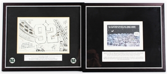 2002-06 Brett Favre & Samkon Gado Signed 16x18 Framed Comic Artwork (Lot of 5)(JSA / Pepper Burruss Collection)