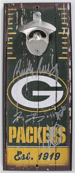 2008 Green Bay Packers Multi Signed 5" x 12" Wall Mounted Bottle Opener (JSA / Pepper Burruss Collection)