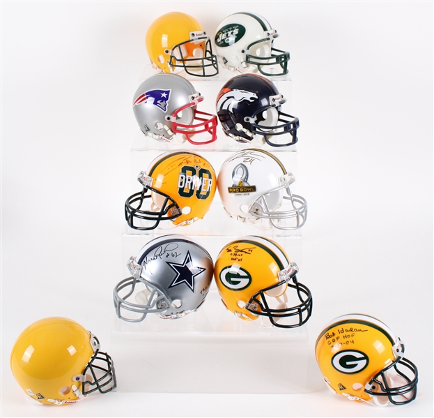 1990’s-2010’s NFL Mini Helmet Collection - Lot of 10 w/ 5 Signed Including Charles Woodson, Donald Driver, Don Majkowski/Edgar Bennet Dual Signed & More (JSA / Pepper Burruss Collection)