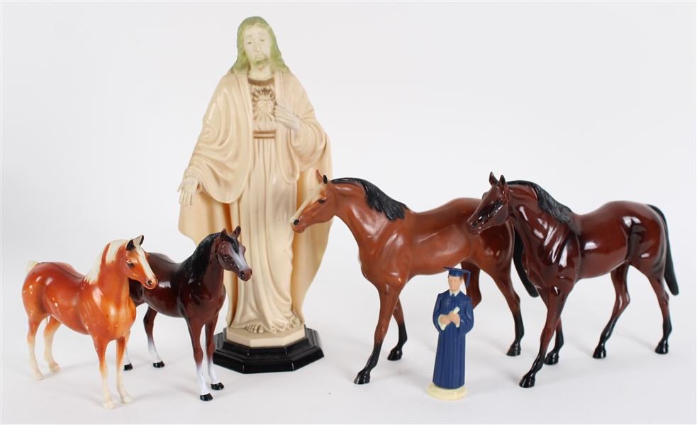 1960s-70s Hartland Statue Collection - Lot of 6 w/ 12.5" Jesus Christ, Four Horses & Graduate Figure