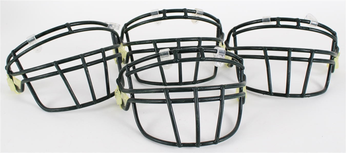 1993-2006 Green Bay Packers #33 Game Worn Facemasks - Lot of 4 (MEARS LOA / Pepper Burruss Collection)