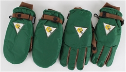 1990s Green Bay Packers Sideline Gloves and Mittens - Lot of 2 Pairs (MEARS LOA / Pepper Burruss Collection)