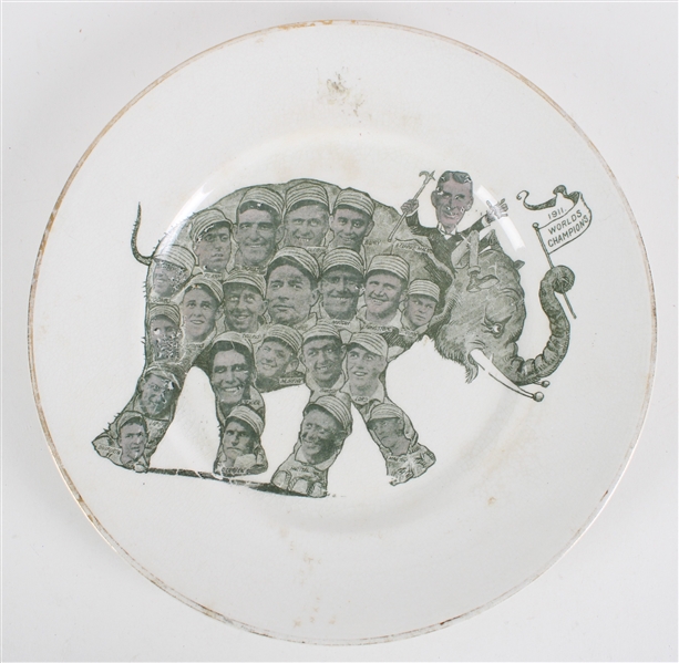 1911 Philadelphia Athletics Worlds Champions 10.25" Florence Cook Pottery Commemorative Plate 