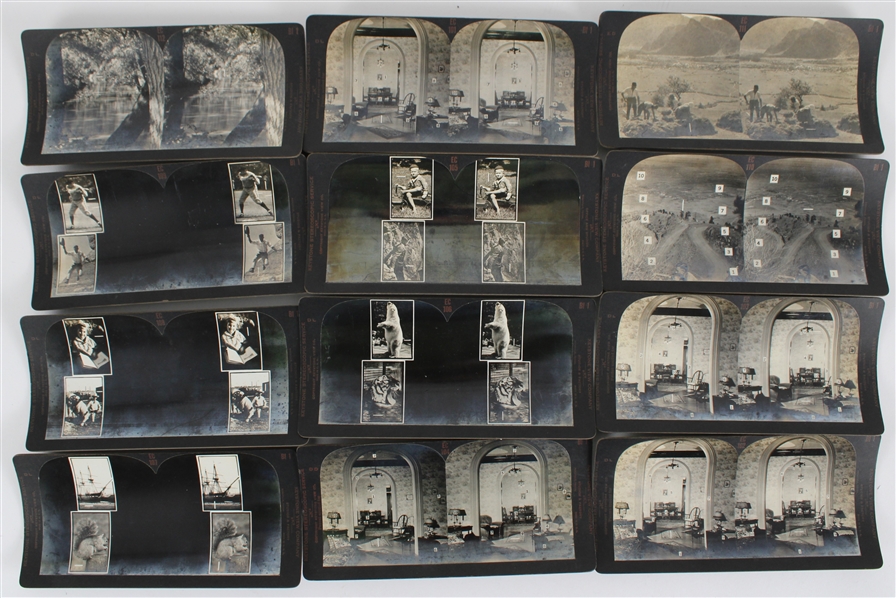 1930s Keystone Sterescope View Cards - Lot of 12 w/ Babe Ruth & More