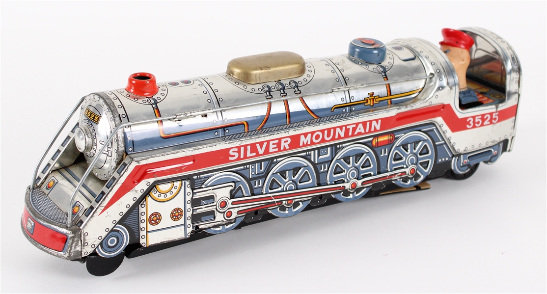 1960s Silver Mountain #3525 Battery Operated Locomotive Train by Modern Toys of Japan