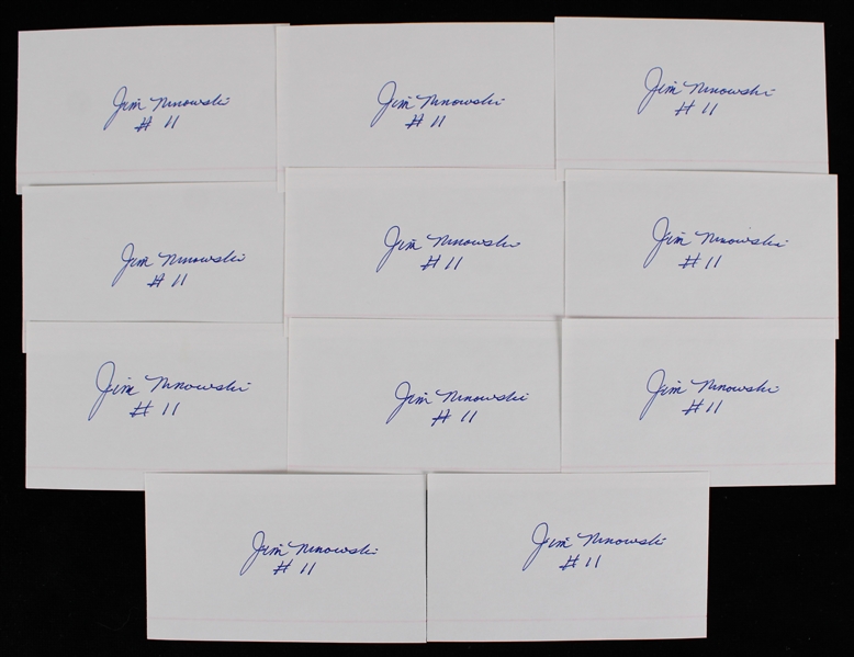 1964-66 Jim Ninowski (d.2024) Cleveland Browns Signed Index Cards (JSA) (Lot of 11)
