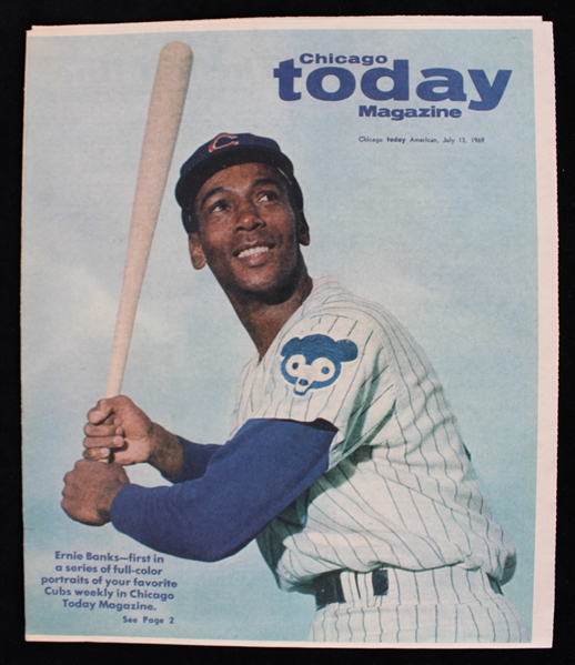 1969 Ernie Banks Chicago Cubs Chicago Today Newspaper Magazine