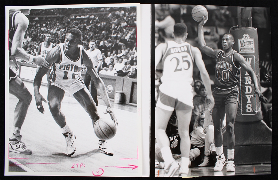 1986-93 Dennis Rodman Detroit Pistons 8"x10" Original Scott Cunningham and Betsy Peabody Rowe B&W Photos (Lot of 2)