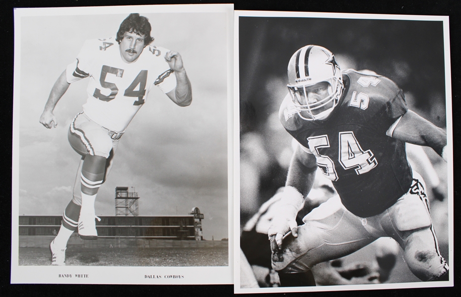1979-88 Randy Whyte Dallas Cowboys 8"x10" Original Pete J. Groh B&W Photo (Blank Back) (Lot of 2)