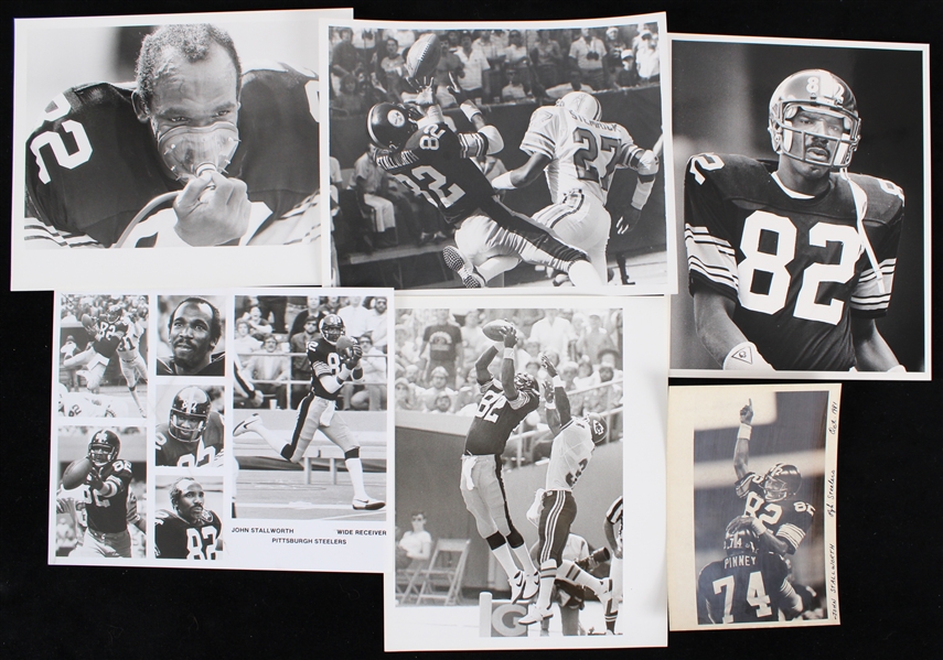 1980-87 John Stallworth Pittsburgh Steelers 5"x7" and 8"x10" Original B&W Photos (Lot of 6)