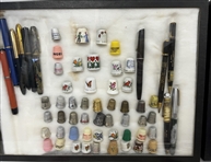 1970s Salesman Sample Pens, Pencils, Pinbacks, Thimbles (Lot of 100+)