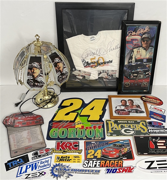 1990s-2010s Dale Earnhardt Lamp, Carroll Shelby Signed 21x27 Framed T-Shirt & more (Lot of 20+)