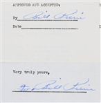 1955 Bill Pierce Chicago White Sox Signed Greatest Sports Thrill Radio Program Contract (JSA)