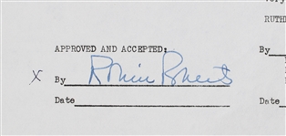 1955 Robin Roberts Signed Greatest Sports Thrill Radio Program Contract (JSA)