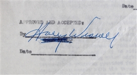 1957 Harry Wismer Sports Broadcaster Signed Greatest Sports Thrill Radio Program Contract (JSA)