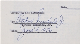 1956 Arthur Susskind Boxer Signed Greatest Sports Thrill Radio Program Contract (JSA)