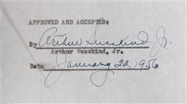 1956 Arthur Susskind Boxer Signed Greatest Sports Thrill Radio Program Contract (JSA)