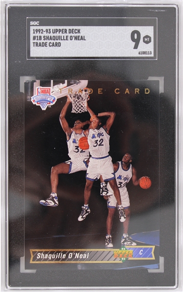 1992-93 Shaquille ONeal Orlando Magic Upper Deck #1B Rookie Basketball Trading Card (SGC Slabbed 9 MT)
