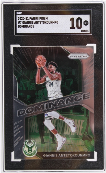2020-21 Giannis Antetokounmpo Milwaukee Bucks Panini Prizm #7 Dominance Basketball Trading Card (SGC Slabbed 10 GM)