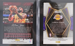 2015-16 LeBron James Panini Court Kings #51 (SGC Slabbed 9 MT) + 2021-22 LeBron James Panini Select #195 Orange Flash Prizm (SGC Slabbed 8.5 NM MT+)