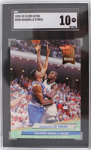 1992-93 Shaquille ONeal Orlando Magic Fleer Ultra #328 Rookie Basketball Trading Card (SGC Slabbed 10 GM)