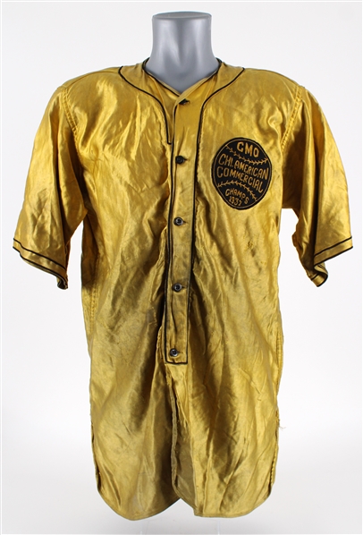 1932 Chicago Mail Order Co. Chicago American Commercial Champs 1932 Gold Satin Game Worn Baseball Jersey (MEARS LOA)